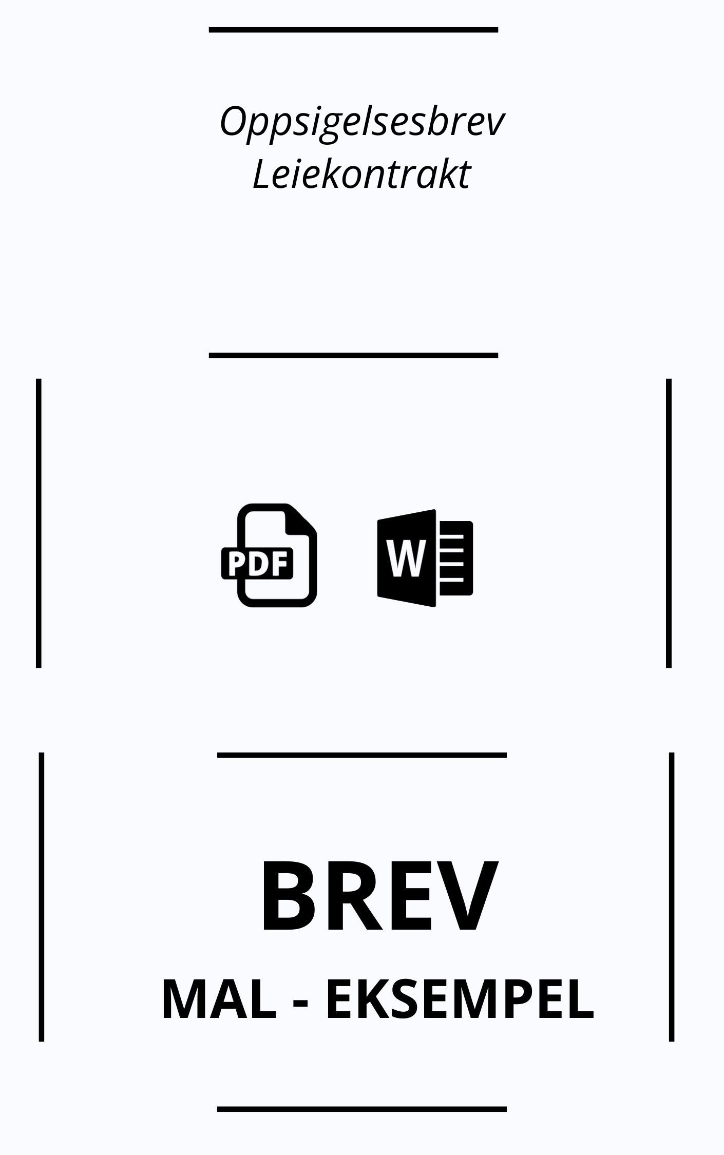 Oppsigelsesbrev Leiekontrakt - Mal | Eksempel - PDF WORD